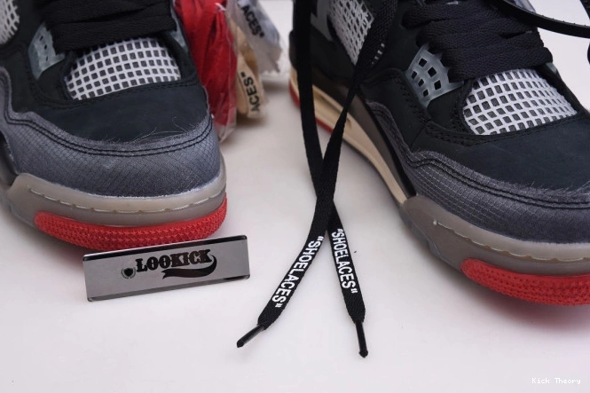 Kicked Out Shoe Store Jordan Bred White Air x Off Retro 4 CV9388-001 0710